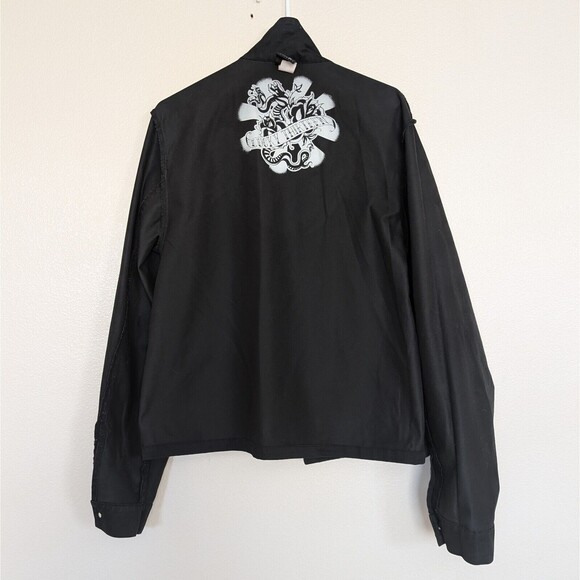 VTG Lucky 13 Collared Lightweight Biker Jacket Women's XL True Blue Angel Wings - Picture 13 of 14